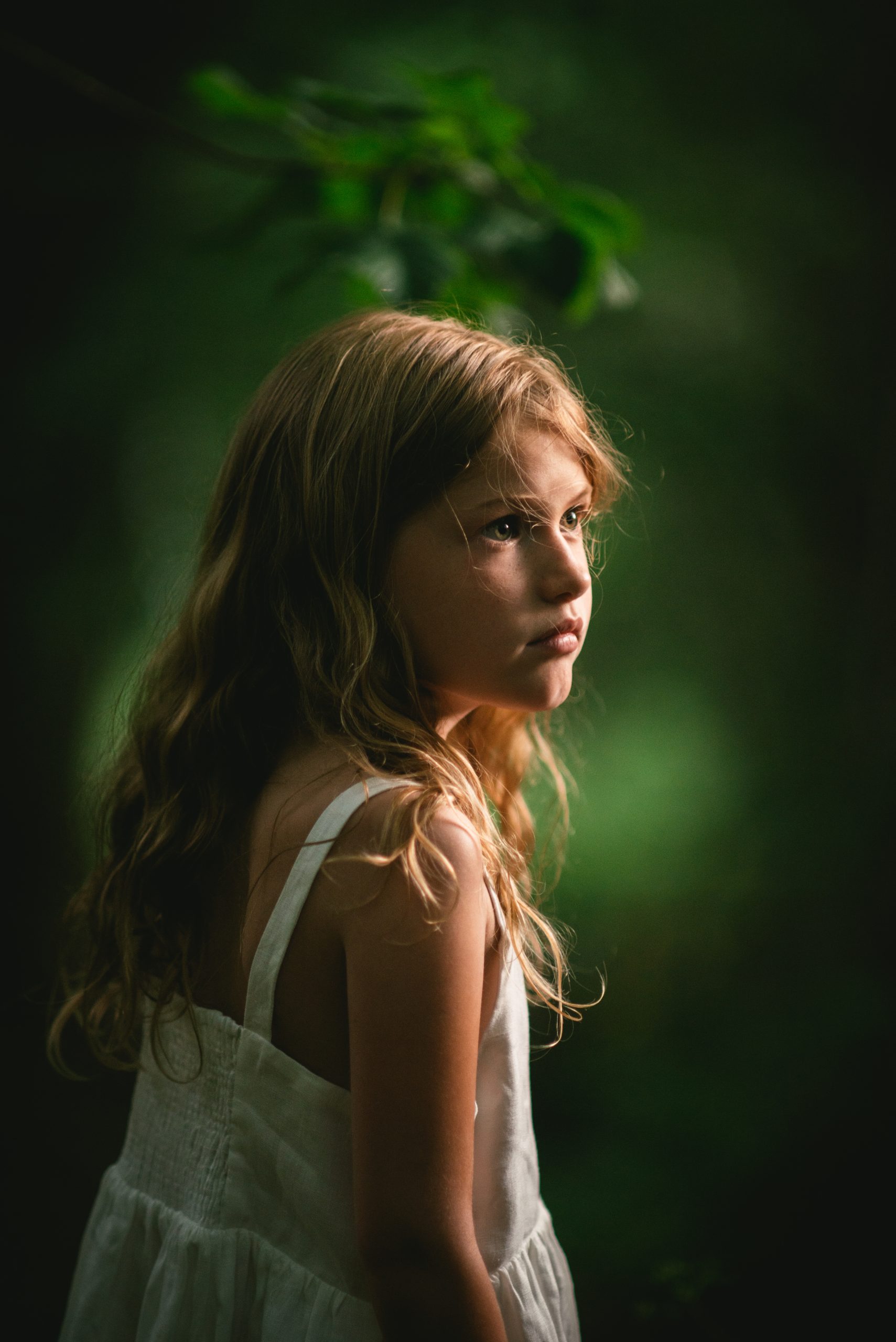Enfant au crépuscule dans un environnement naturel des Alpes-de-Haute-Provence