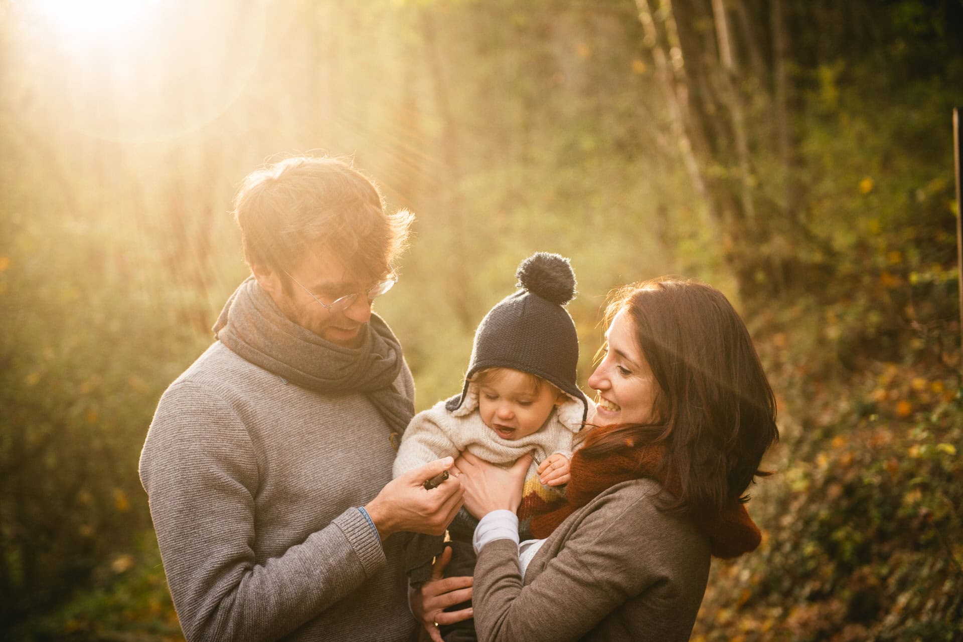Famille au crépuscule sur les hauteurs de Briançon